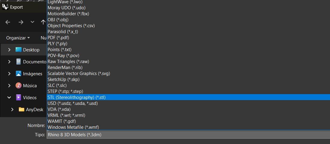 Paso 3: Guarda como STL (Binary).